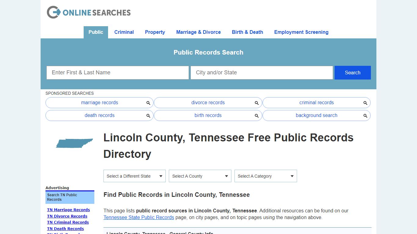 Lincoln County, Tennessee Public Records Directory