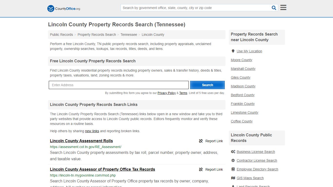 Lincoln County Property Records Search (Tennessee) - County Office